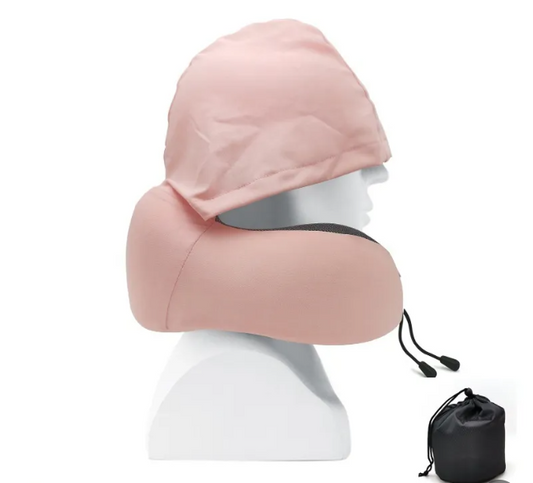 Cuscino con contenitore di trasporto, in memory foam, con cappuccio, multifunzionale.